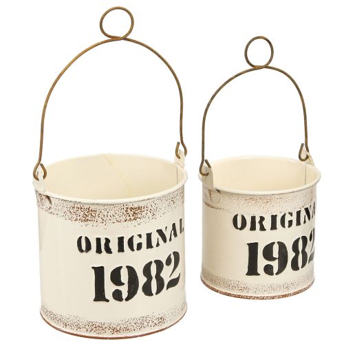 položky Ozdobná rukojeť kbelíku &quot;Original 1982&quot; krémová Ø12/10cm 2×2-Sada