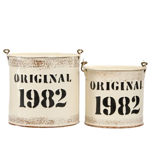 položky Ozdobná rukojeť kbelíku &quot;Original 1982&quot; krémová Ø12/10cm 2×2-Sada