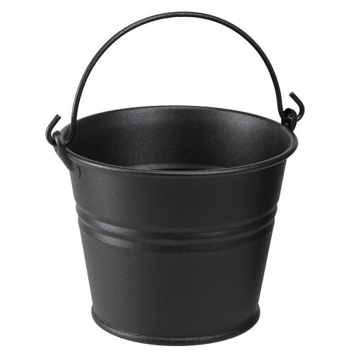 Ozdobné vědro kovové květináče s rukojetí černé Ø14cm 3ks