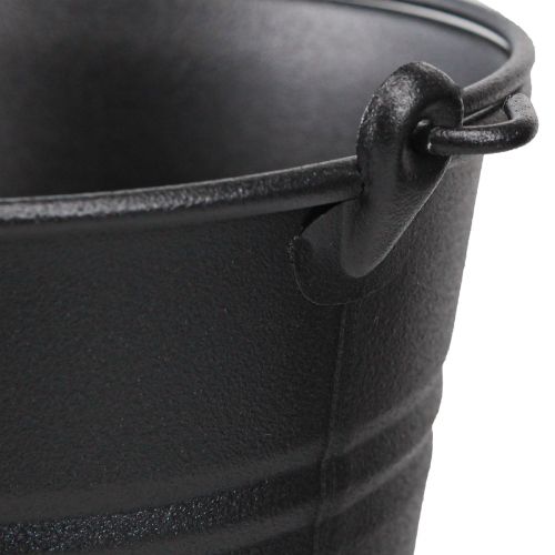položky Ozdobné vědro kovové květináče s rukojetí černé Ø14cm 3ks