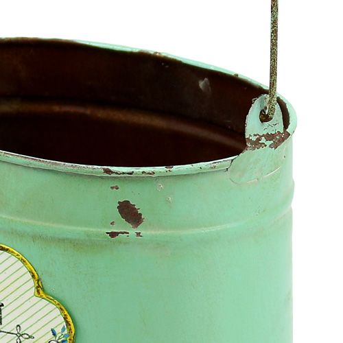 Floristik24 Dekorativní vědro oválné 2 sady s motivem růže zelená 13,5cm / 17cm