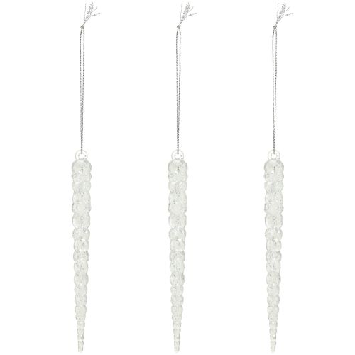 Floristik24 Ozdobné rampouchy na zavěšení zimní čiré třpytky 14cm 4ks