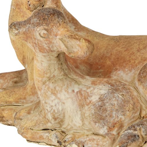 položky Dekorativní figurka jelena s kolouchem, litého kamene, hnědá a bílá, 20×11×17cm