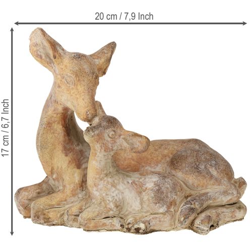 položky Dekorativní figurka jelena s kolouchem, litého kamene, hnědá a bílá, 20×11×17cm