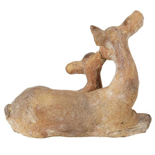 položky Dekorativní figurka jelena s kolouchem, litého kamene, hnědá a bílá, 20×11×17cm