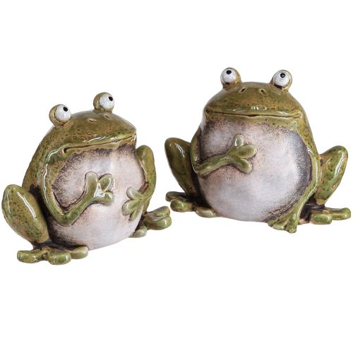 položky Dekorativní žába keramická zelená hnědá vintage L15,5cm 2 kusy