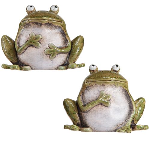položky Dekorativní žába keramická zelená hnědá vintage L15,5cm 2 kusy