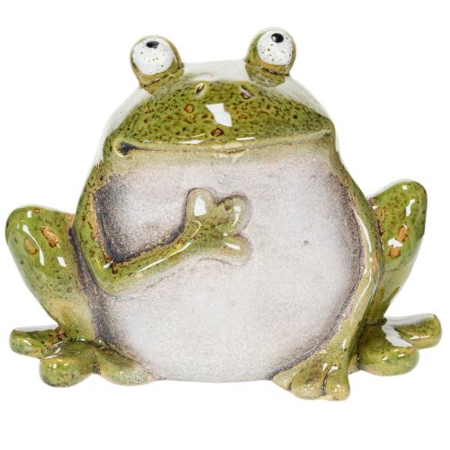Dekorativní žába keramická zelená hnědá vintage D15,5 cm | Floristik24.cz