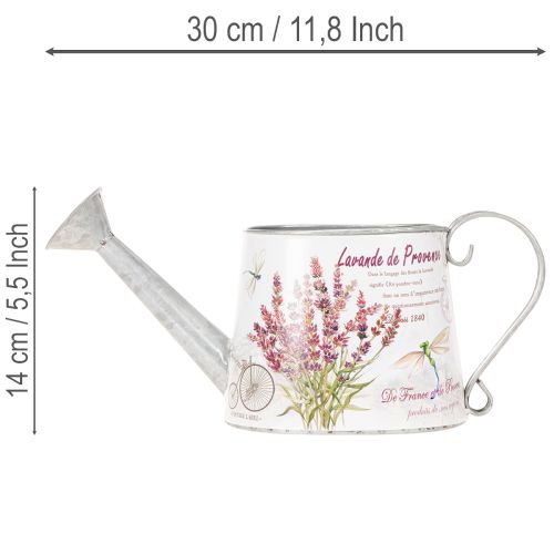 Dekorativní kovová konvice na zalévání, levandule, retro zahradní design, 30×11×14,5 cm | Floristik24.cz