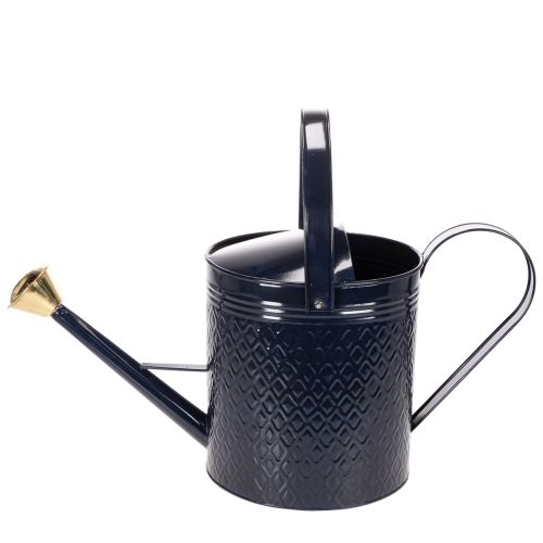 Dekorativní konev na zalévání, vintage modro-zlatý kostkovaný kov, retro design pro použití v interiéru, na zahradě nebo na balkoně, 65 cm | Floristik24.cz