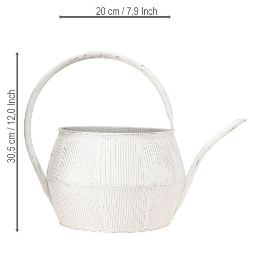 položky Dekorativní konev bílá kovová vintage drážkovaný dekor Ø25cm