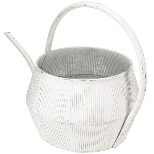 položky Dekorativní konev bílá kovová vintage drážkovaný dekor Ø25cm