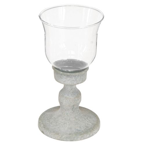 Floristik24 Dekorativní skleněný pohár kovově šedý vintage vzhled Ø8cm V15,5cm