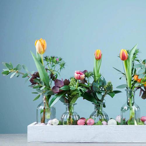 položky Deco láhev váza na květiny Ø7,5cm V13,5cm čirá 6ks