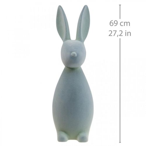 Floristik24 Deco Bunny Deco velikonoční zajíček flocked šedo-zelená V69cm