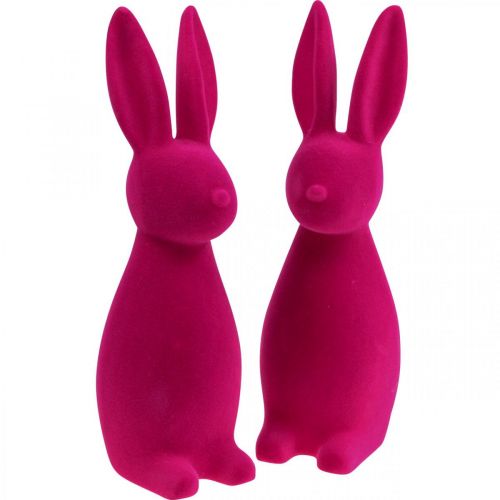 Floristik24 Dekorativní zajíček Dekorativní velikonoční zajíček – 2. volba – Flocked Pink V29,5cm 2 ks