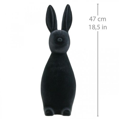Floristik24 Ozdobný zajíček černý – 2. volba – Ozdobný velikonoční zajíček sevřený V47cm