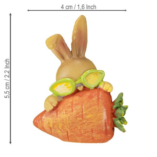 položky Dekorativní zajíček s mrkví Velikonoční dekorační figurky zajíčků V5,5 cm 6 ks