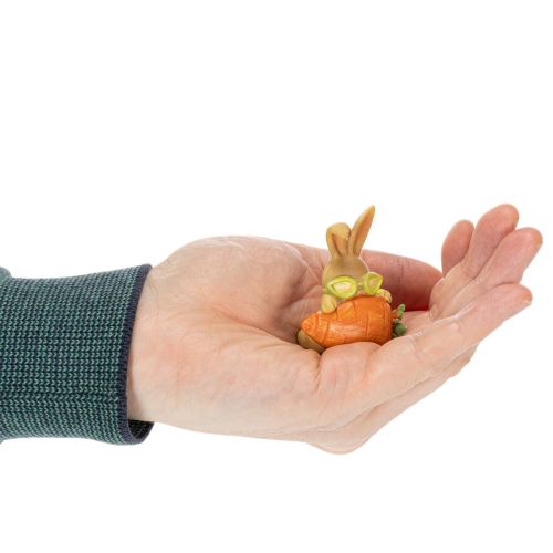 položky Dekorativní králík s mrkví, velikonoční ozdobné figurky zajíčků, 6 cm, 3 kusy