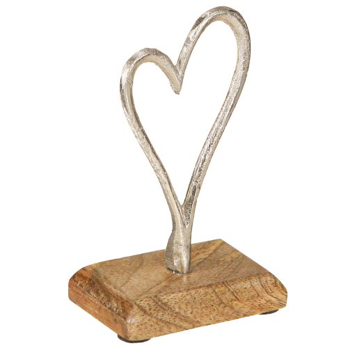 položky Dekorativní srdce kovové dřevo v přírodním stříbře 7,5x5x13cm 3ks
