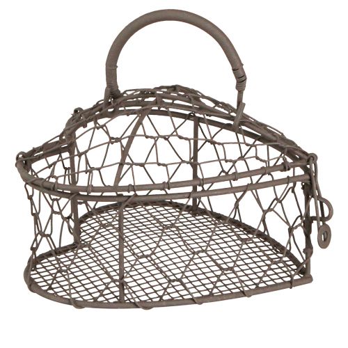 Floristik24 Ozdobné srdce z drátu na výplň vintage šedá 14×13,5cm