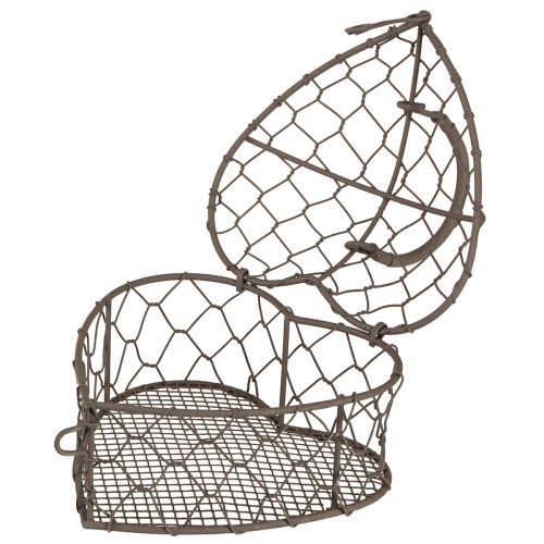 Floristik24 Ozdobné srdce z drátu na výplň vintage šedá 14×13,5cm