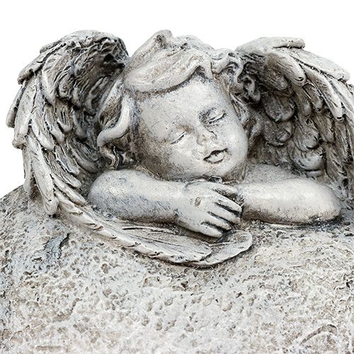 Floristik24 Deko srdce s andělem šedým 10,5cm 2 ks