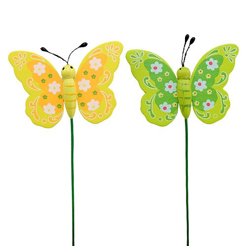 Floristik24 Dekorativní dřevění motýlci na špejli 8cm 24ks