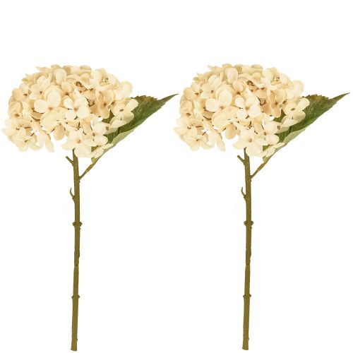 položky Dekorativní hortenzie umělé krémové hedvábné květy 34cm 2ks