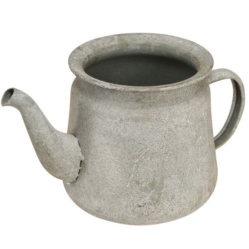 Dekorativní hrnec kovová vintage konvice na čaj šedá 24×14×14cm