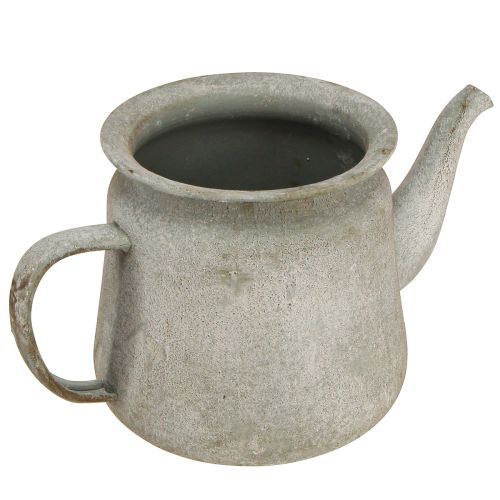 položky Dekorativní hrnec kovová vintage konvice na čaj šedá 24×14×14cm