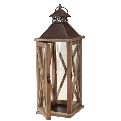 Floristik24 Dekorativní lucerna dřevěná vintage dřevěná lucerna hnědá 17×17×50cm