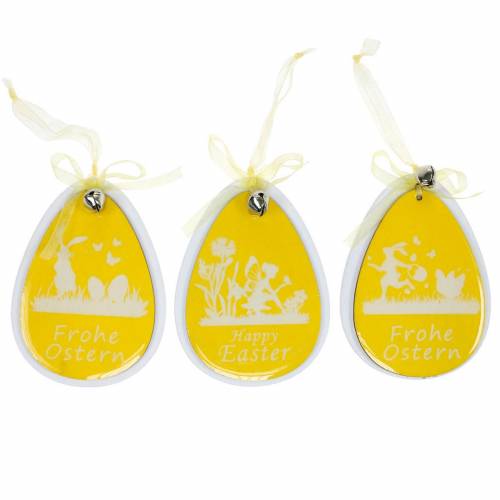 položky Dekorativní kraslice na zavěšení bílá, žlutá dřevěná velikonoční dekorace jarní dekorace 6ks
