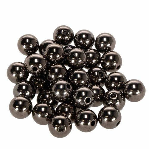 Ozdobné korálky antracit metalíza 14mm 35 ks nakoupit | Floristik24.cz