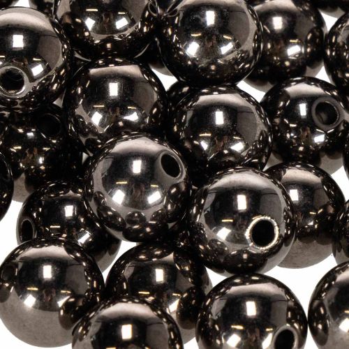 Ozdobné korálky antracit metalíza 14mm 35 ks | Floristik24.cz