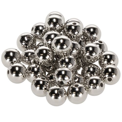 Dekorativní korálky, stříbrná metalíza, 14 mm, 35 kusů nakoupit | Floristik24.cz