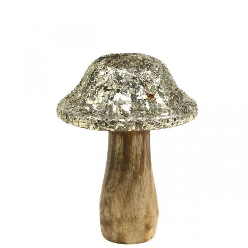 Floristik24 Dřevěná houbová houba Deco se zlatým mozaikovým vzorem V12cm