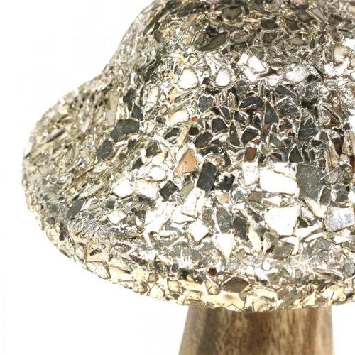 Floristik24 Dřevěná houbová houba Deco se zlatým mozaikovým vzorem V12cm