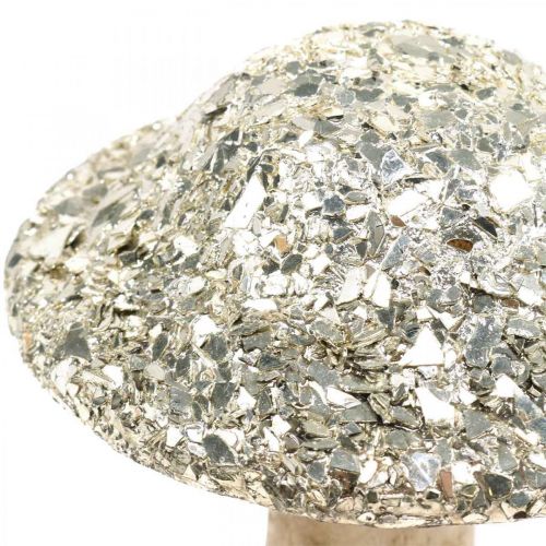 Floristik24 Dřevěná houbová houba Deco se zlatým mozaikovým vzorem V17cm
