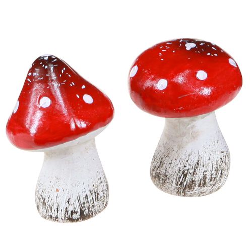 položky Dekorativní houbové muchomůrky z keramiky červená, bílá V5cm 6 ks