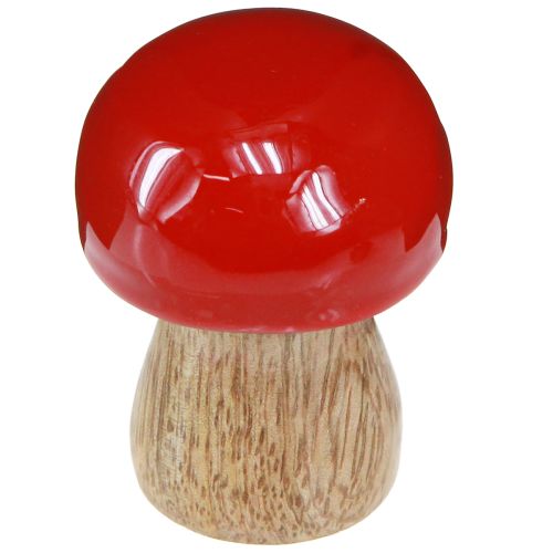položky Dekorativní houby červené lakované dřevěné houby žampiony V5cm Ø4cm 6 ks