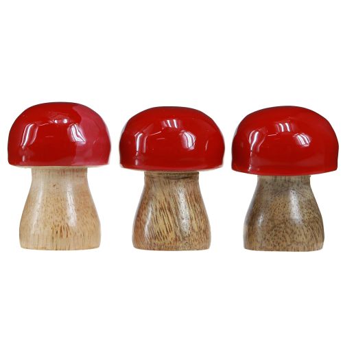 položky Dekorativní houby červené lakované dřevěné houby žampiony V5cm Ø4cm 6 ks