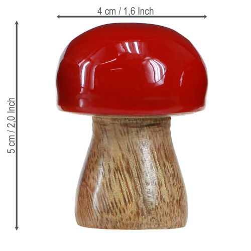 položky Dekorativní houby červené lakované dřevěné houby žampiony V5cm Ø4cm 6 ks