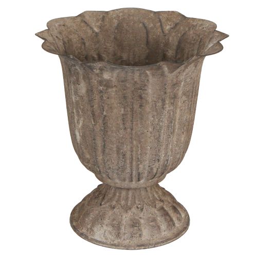 Dekorativní trofejní květináč starožitného vzhledu šedohnědý Ø15cm H16cm