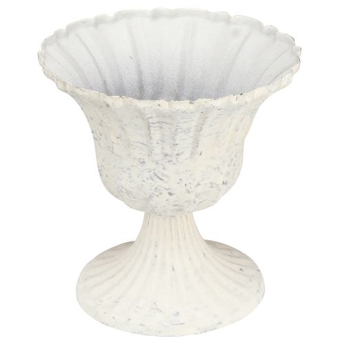 Floristik24 Dekorativní šálek Starožitný bílý kovový kalich Shabby Chic Ø12cm H12cm