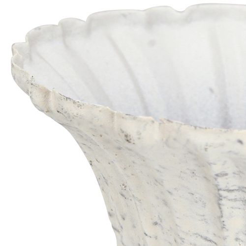 Floristik24 Dekorativní šálek Starožitný bílý kovový kalich Shabby Chic Ø12cm H12cm