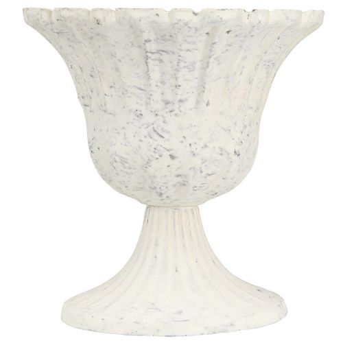 Floristik24 Dekorativní šálek Starožitný bílý kovový kalich Shabby Chic Ø12cm H12cm