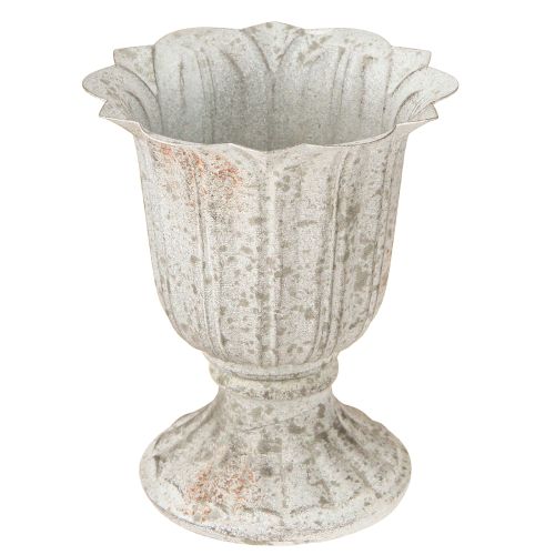 položky Dekorativní trofejní kovový kalich vintage vzhled šedá bílá V14,5cm