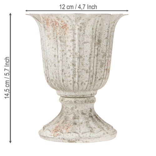 položky Dekorativní trofejní kovový kalich vintage vzhled šedá bílá V14,5cm