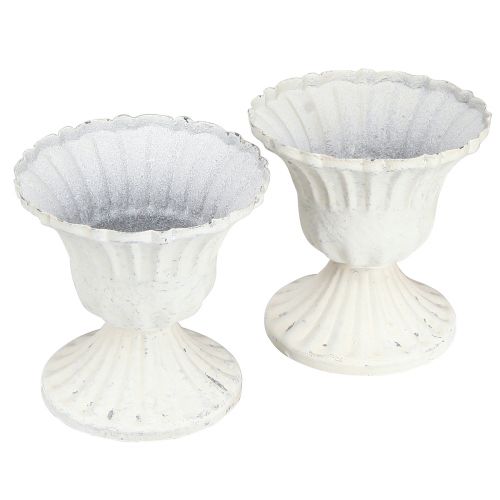 Floristik24 Dekorativní pohár Shabby Chic Kalich bílý Ø8cm V8,5cm 2ks
